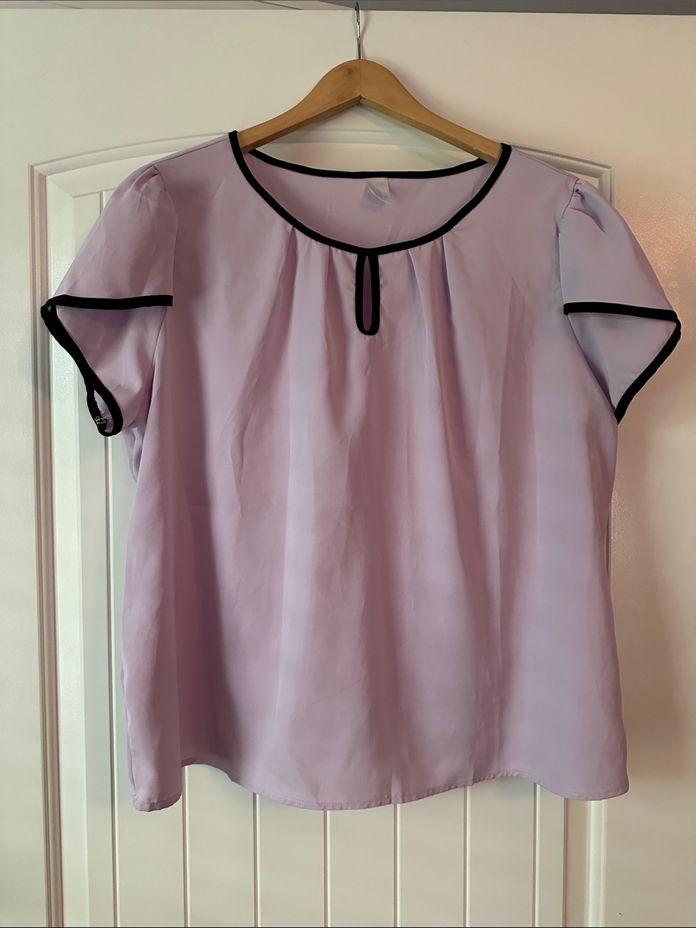 Women's Lavender Blouse with Black Trim